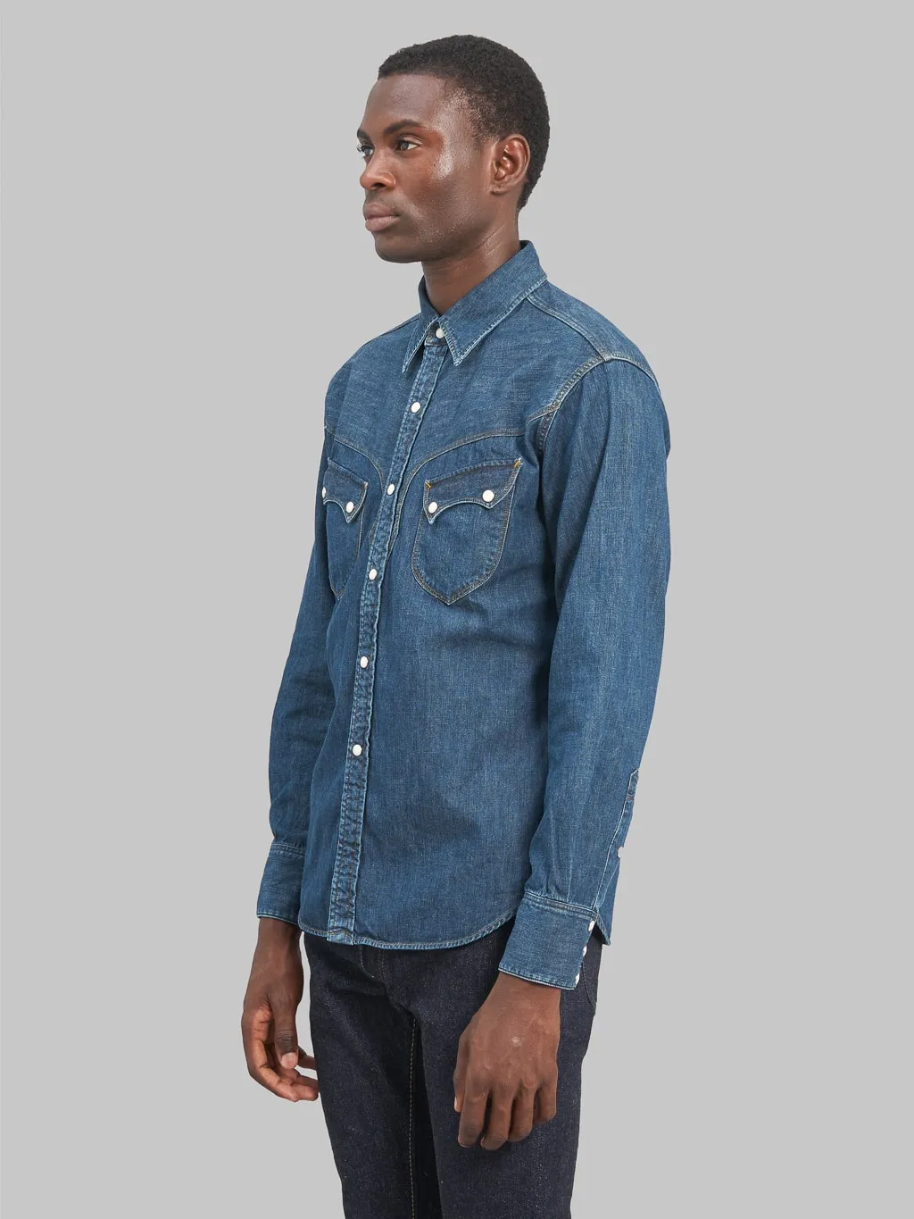 Stevenson Overall Co. Mens Faded Indigo Cody Denim Shirt