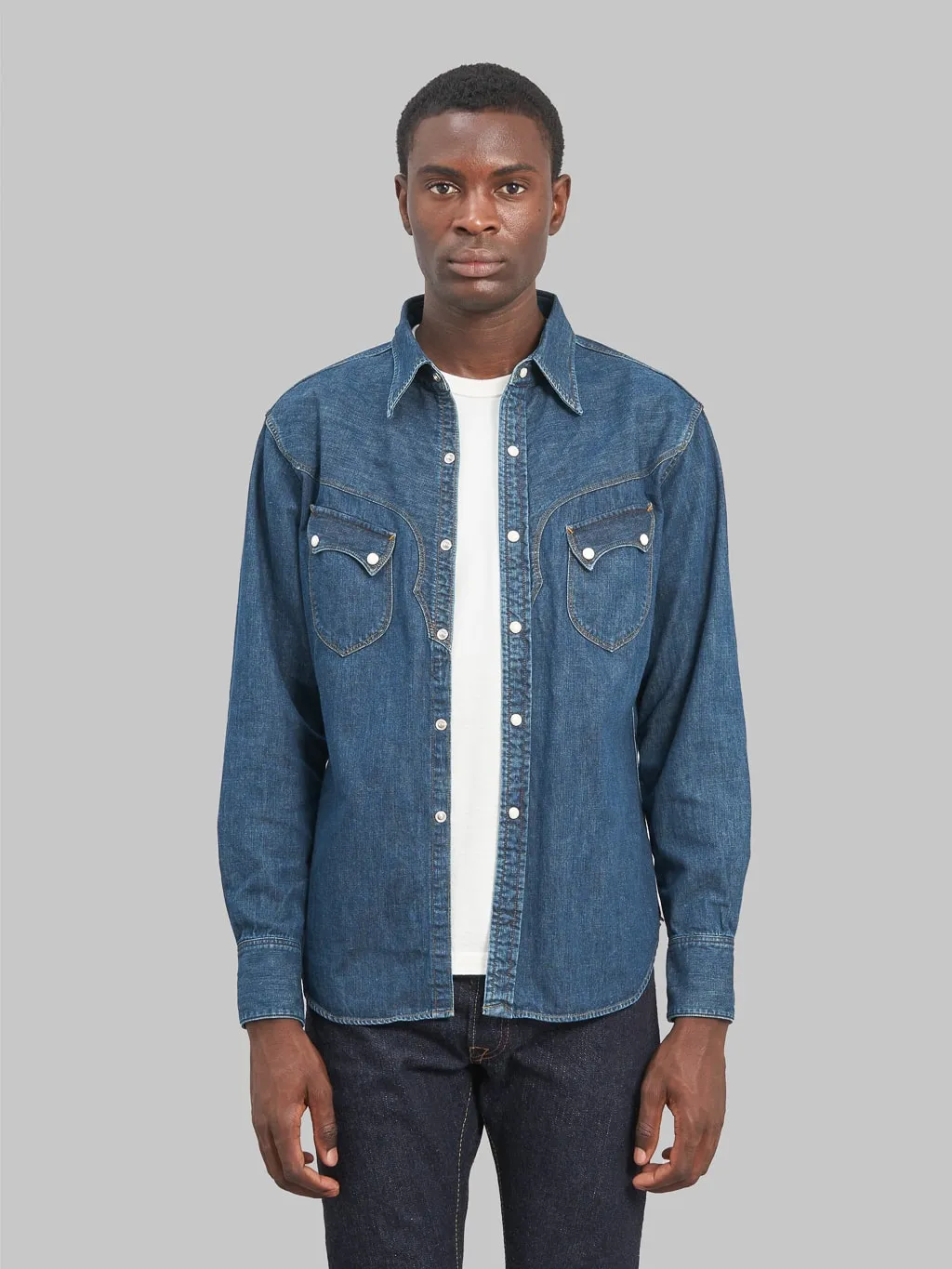 Stevenson Overall Co. Mens Faded Indigo Cody Denim Shirt