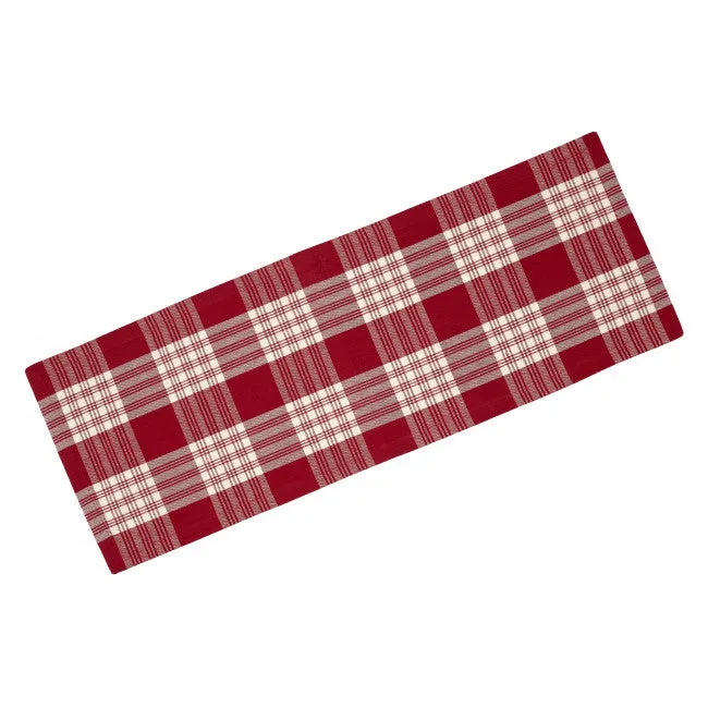 STONE RED PLAID TABLE RUNNER 13X54"