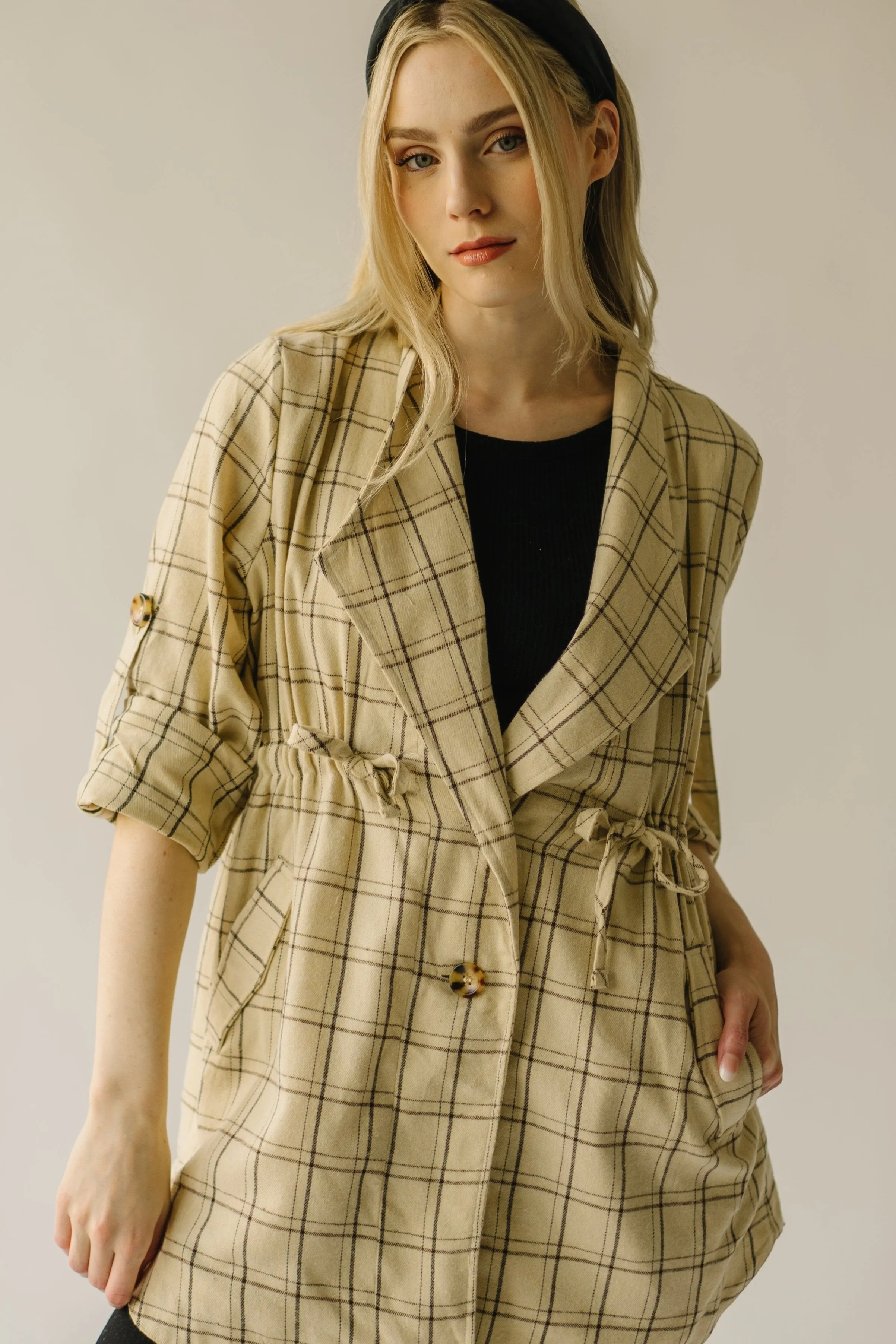 The Severson Plaid Blazer in Sand