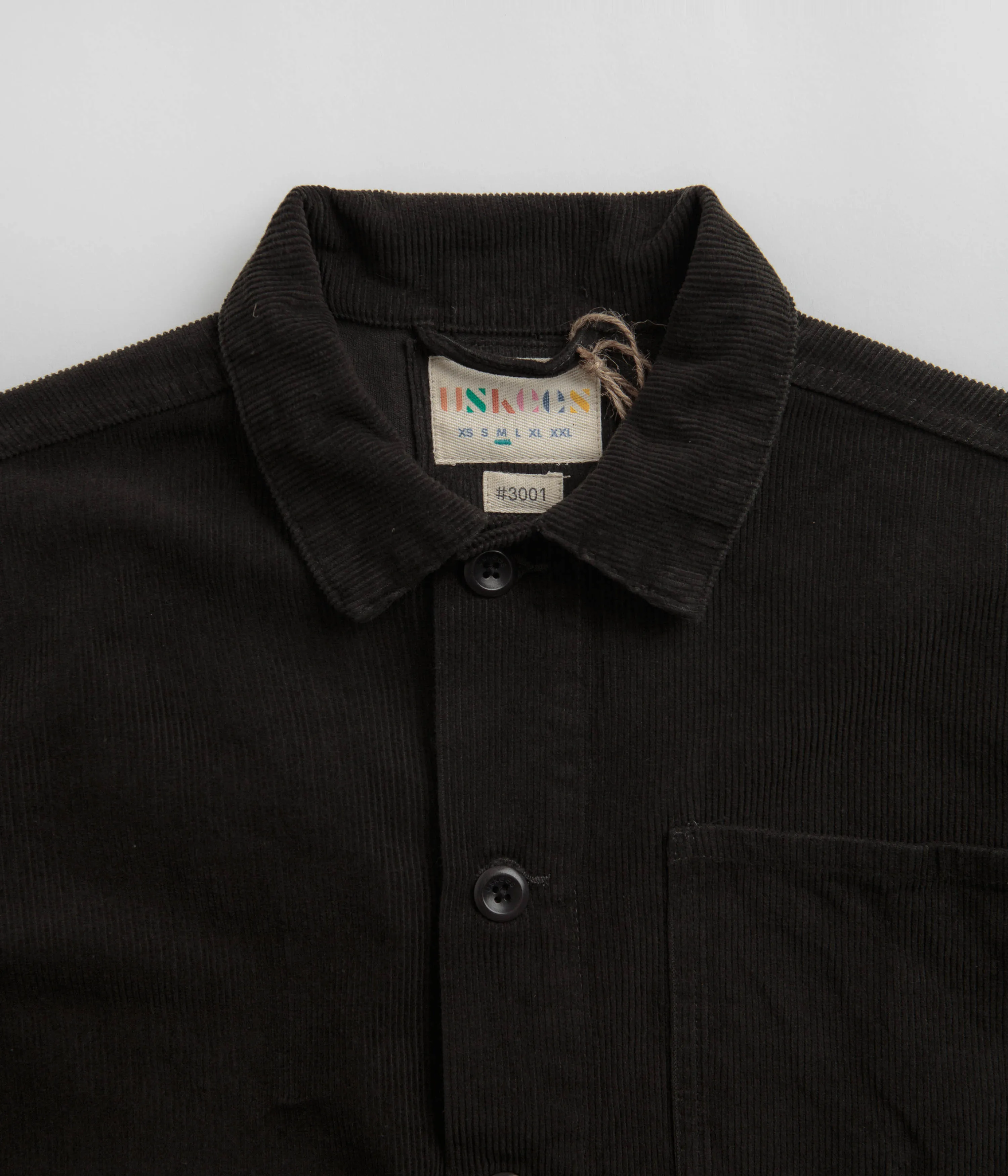 Uskees 3001 Cord Buttoned Overshirt - Faded Black