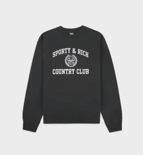 Varsity Crest Crewneck - Faded Black/White