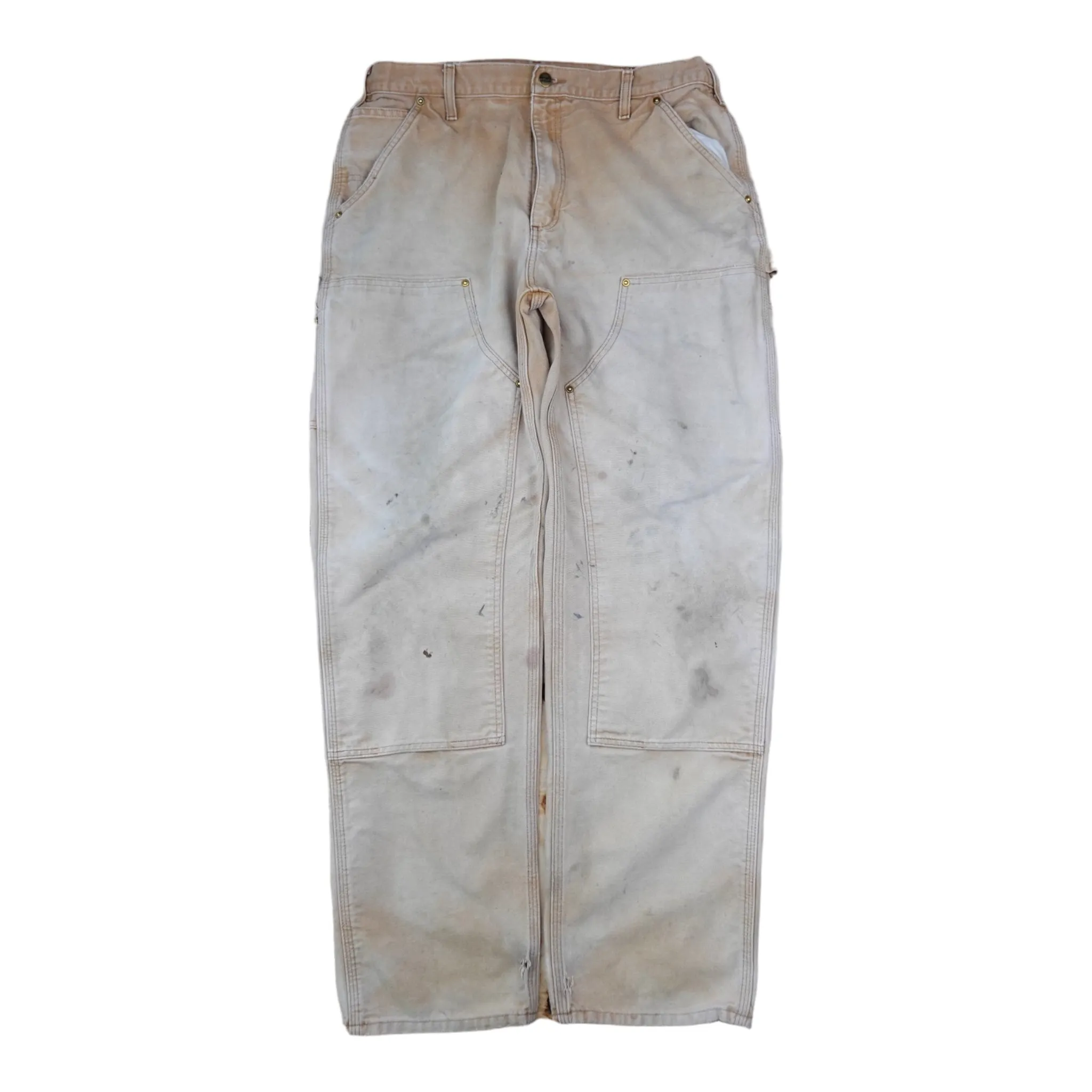 Vintage Faded Khaki Carhartt Double Knees - 36 X 34