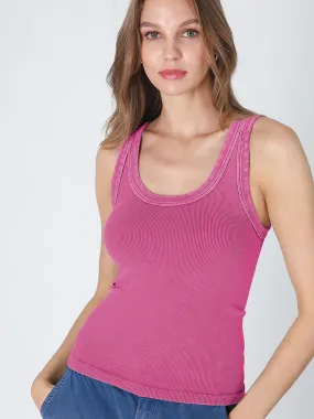 Vintage Reversible Ribbed Tank - Magenta