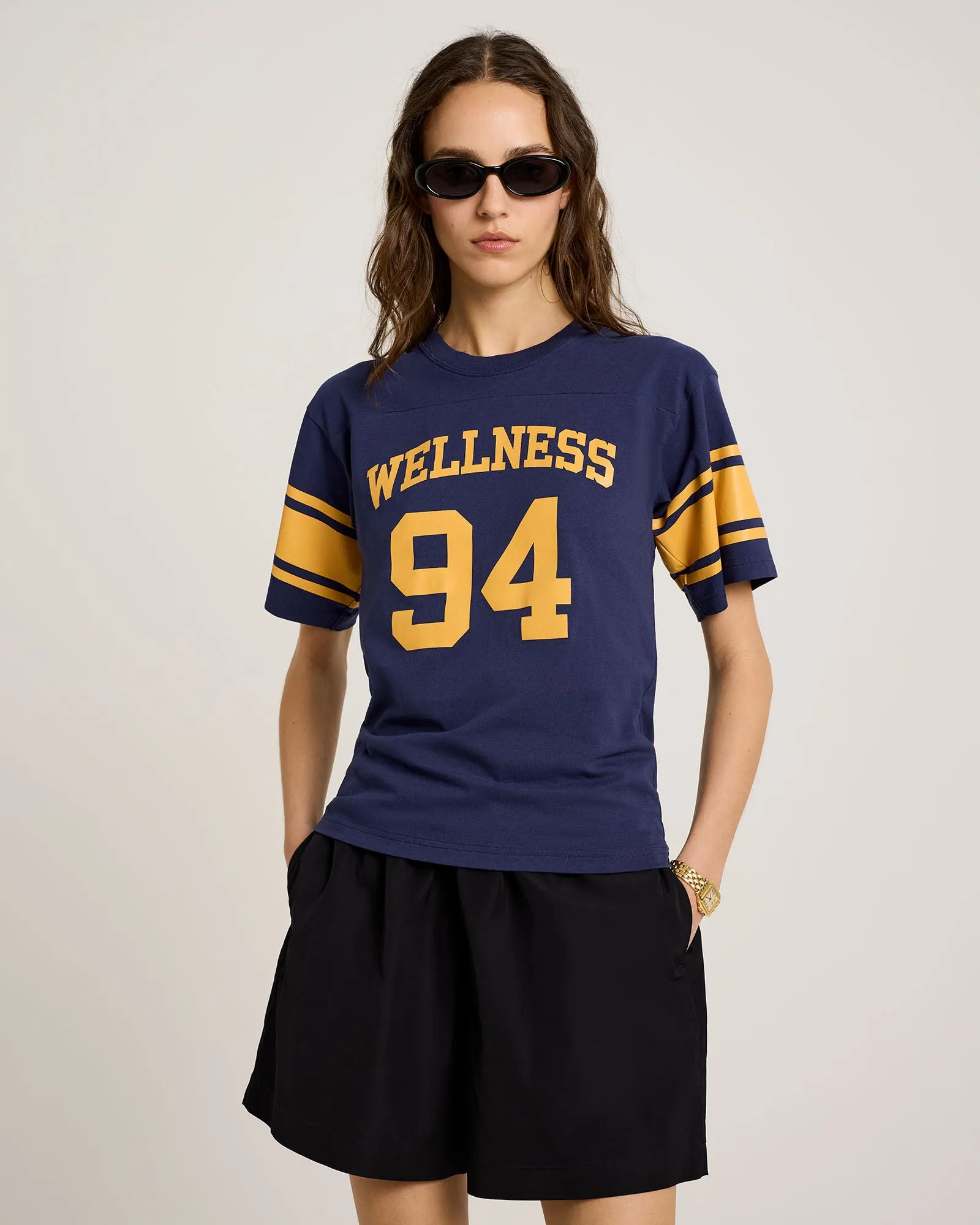 Wellness 94 Rugby Tee - Navy/ Faded Gold