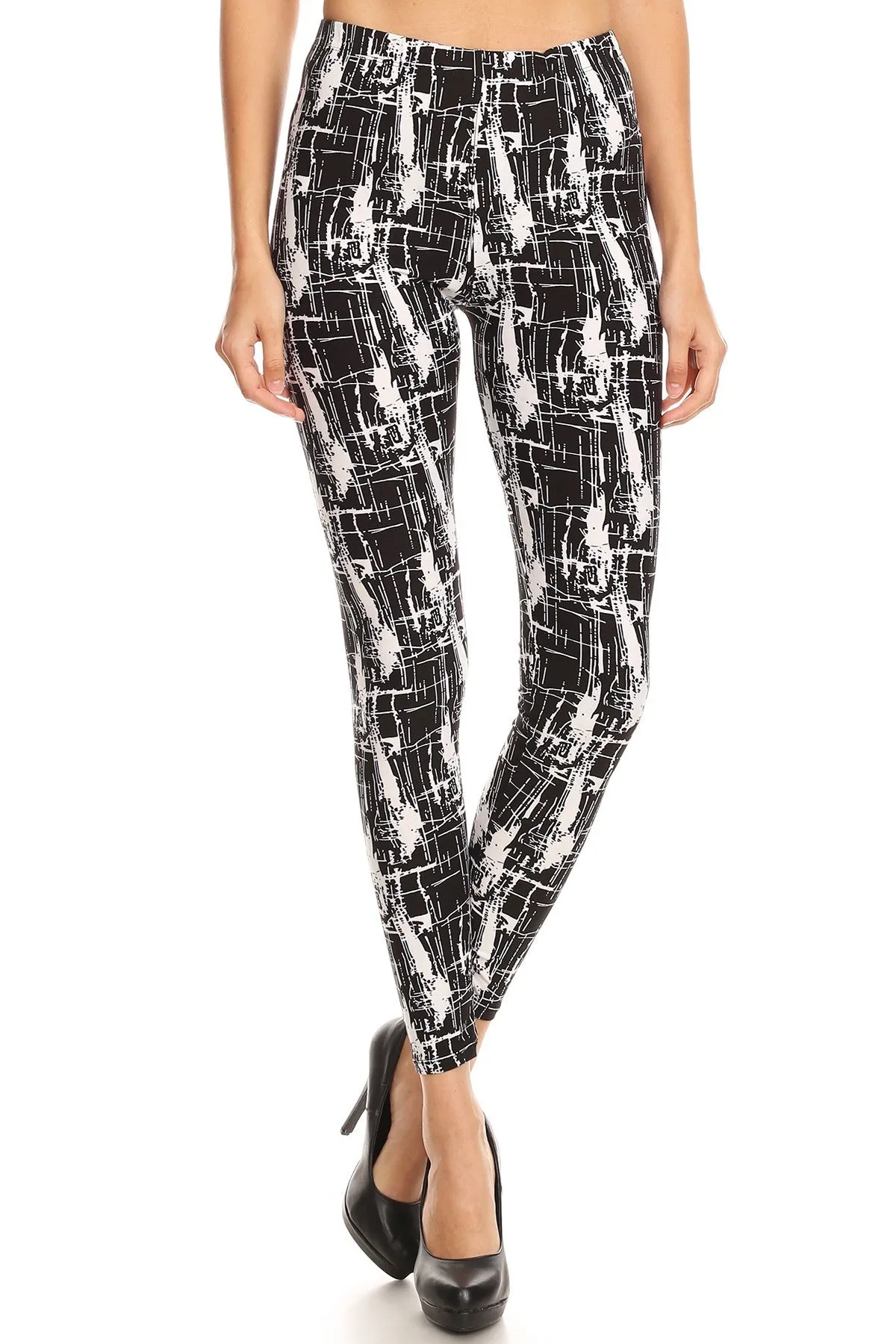 Women's Plus Abstract Faded Shape Pattern Printed Leggings